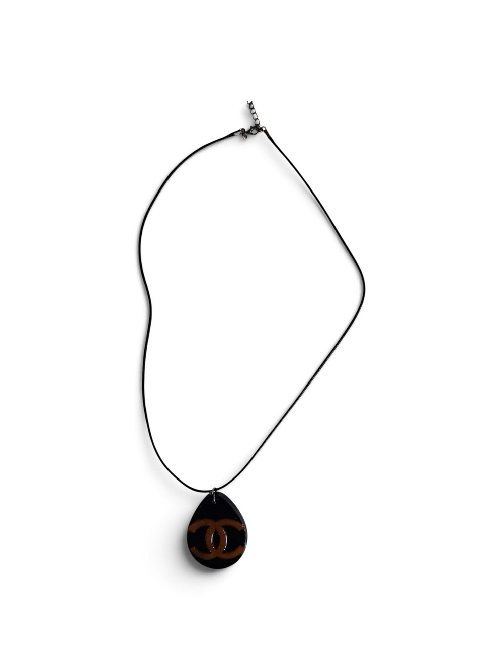 Black and Brown Enamel Teardrop Pendant Necklace